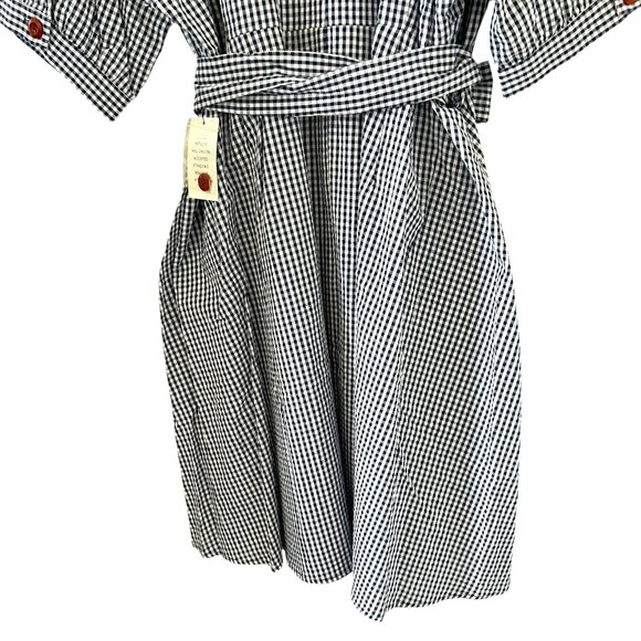 Eloquii NEW Navy & White Gingham Wrap Dress Size 26 - Picture 9 of 12